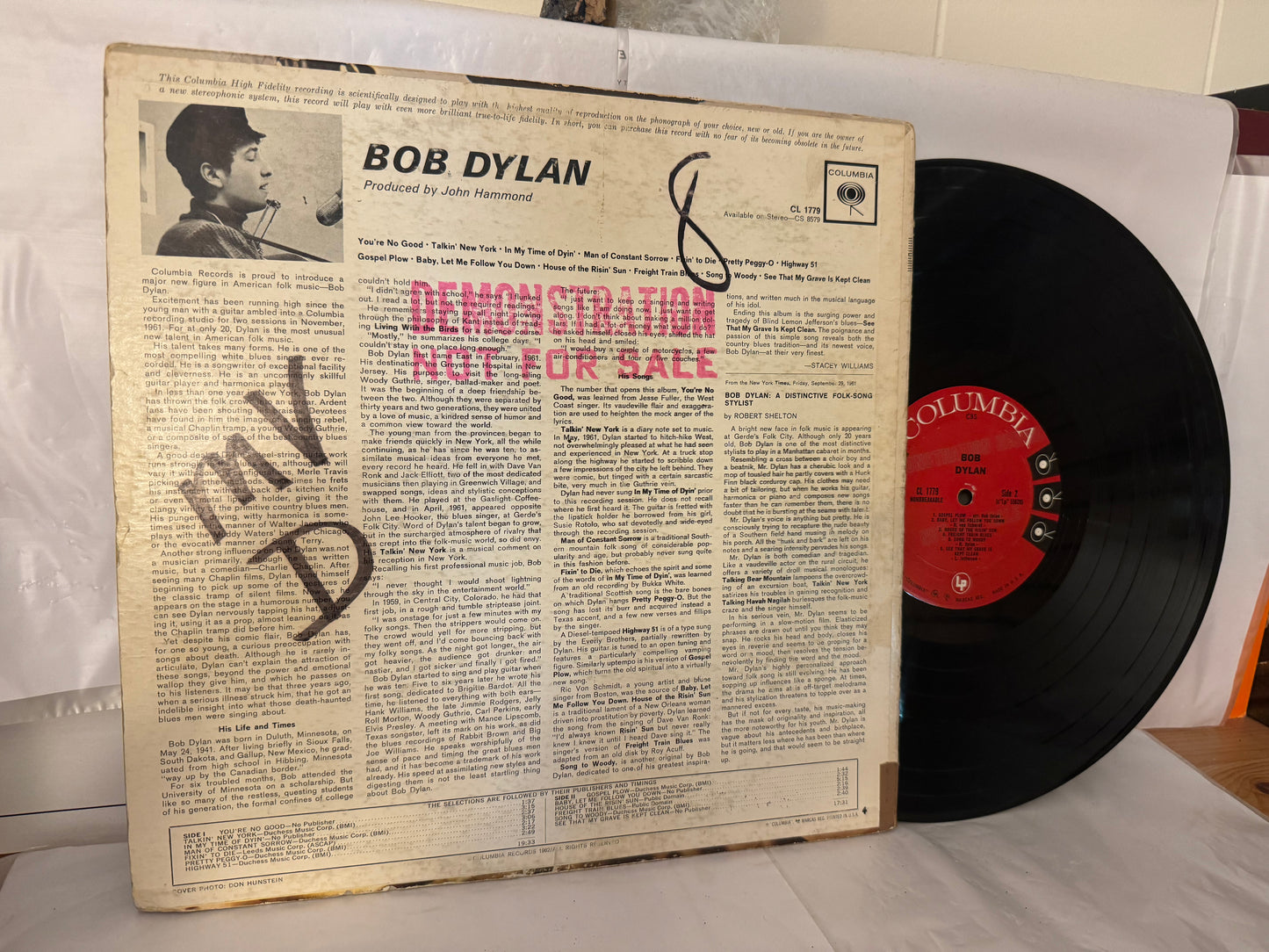 HOLY GRAIL - Bob Dylan - s/t debut - MONO PROMO w/ Colombia star sticker